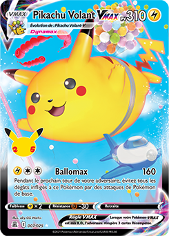 Carte Pokémon Ultra rare VMAX Pikachu Volant VMAX 7/25 de la série Célébrations
