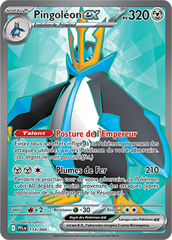 Carte Pokémon Ultra rare Pingoléon ex 114/94 de la série Flammes Fantasmagoriques