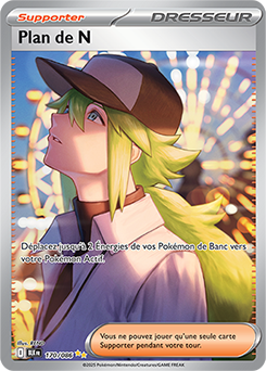 Carte Pokémon Illustration spéciale rare Plan de N 170/86 de la série Foudre Noire