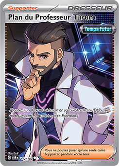 Carte Pokémon Ultra rare Plan du Professeur Turum 240/182 de la série Faille Paradoxe