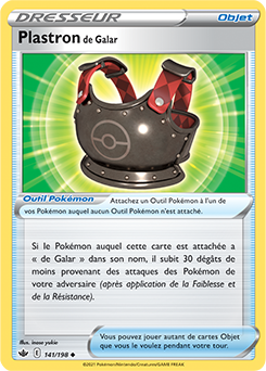 Carte Pokémon Plastron de Galar 141/198 de la série Règne de Glace en vente au meilleur prix