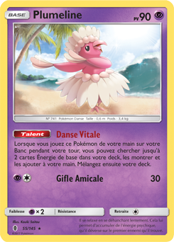 Carte Pokémon Rare Plumeline 55/145 de la série Gardiens Ascendants