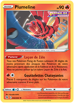 Carte Pokémon Rare Plumeline 42/264 de la série Poing de Fusion