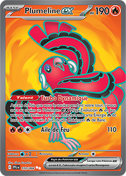 Carte Pokémon Ultra rare Plumeline ex 110/94 de la série Flammes Fantasmagoriques