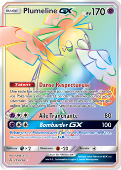 Carte Pokémon Plumeline GX 255/236 de la série Éclipse Cosmique en vente au meilleur prix