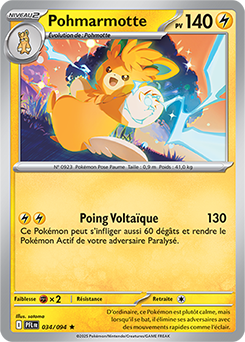 Carte Pokémon Rare Pohmarmotte 34/94 de la série Flammes Fantasmagoriques