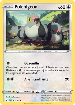 Carte Pokémon Poichigeon 143/192 de la série Clash des Rebelles en vente au meilleur prix