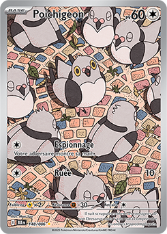 Carte Pokémon Illustration rare Poichigeon 148/86 de la série Foudre Noire