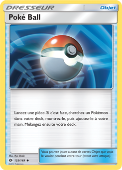 Carte Pokémon Peu commune Poké Ball 125/149 de la série Soleil & Lune