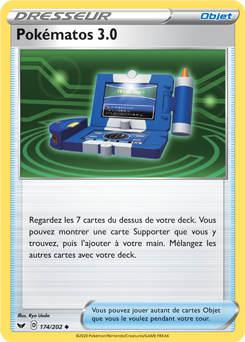 Carte Pokémon Peu commune Pokématos 3.0 174/202 de la série Épée et Bouclier