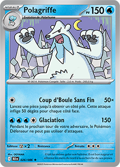 Carte Pokémon Rare Polagriffe 26/86 de la série Foudre Noire