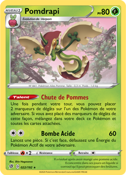 Carte Pokémon Holographique rare Pomdrapi 22/192 de la série Clash des Rebelles