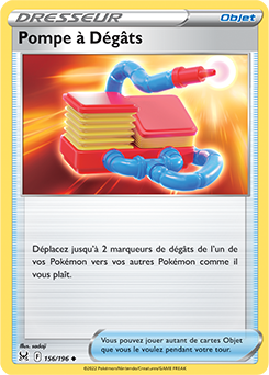 Carte Pokémon Peu commune Pompe a Degâts 156/196 de la série Origine Perdue