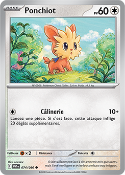 Carte Pokémon Communes Ponchiot 74/86 de la série Flamme Blanche