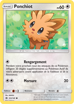 Carte Pokémon Ponchiot 103/149 de la série Soleil & Lune en vente au meilleur prix