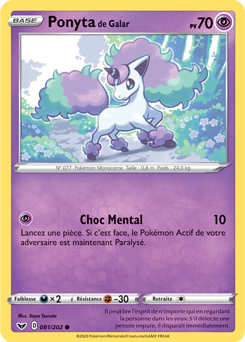 Carte Pokémon Commune Ponyta de Galar 81/202 de la série Épée et Bouclier