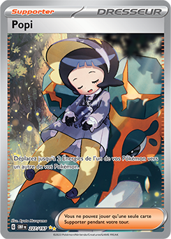 Carte Pokémon Illustration spéciale rare Popi 227/197 de la série Flammes Obsidiennes