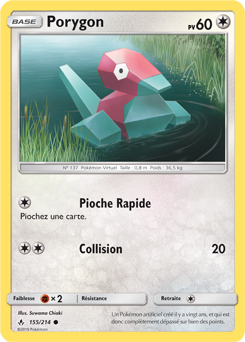 Carte Pokémon Porygon 155/214 de la série Alliance Infallible en vente au meilleur prix