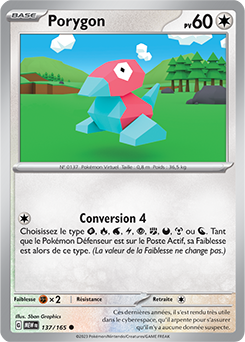 Carte Pokémon Porygon 137/165 de la série 151 en vente au meilleur prix