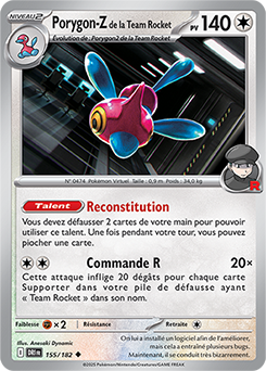 Carte Pokémon Peu commune Porygon-Z de la Team Rocket 155/182 de la série Rivalités Destinées