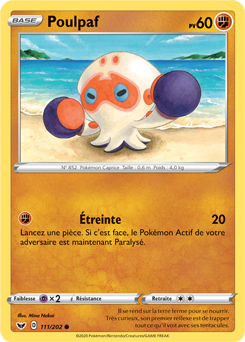 Carte Pokémon Commune Poulpaf 111/202 de la série Épée et Bouclier