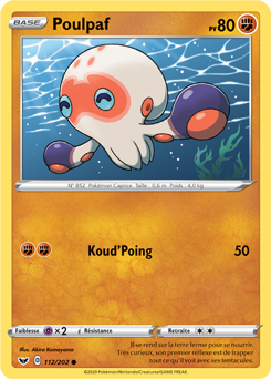Carte Pokémon Commune Poulpaf 112/202 de la série Épée et Bouclier