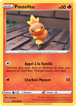 Carte Pokémon Poussifeu 22/189 de la série Ténèbres Embrasées en vente au meilleur prix