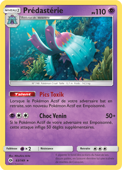 Carte Pokémon Holographique Rare Prédastérie 63/149 de la série Soleil & Lune