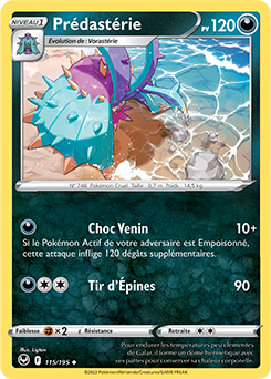 Carte Pokémon Peu commune Prédastérie 115/195 de la série Tempête Argentée
