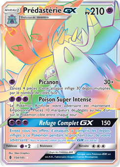 Carte Pokémon Secrète Rainbow GX Prédastérie GX 154/145 de la série Gardiens Ascendants