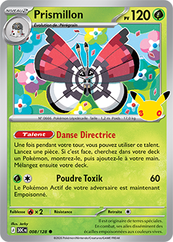 Carte Pokémon Communes Prismillon 008/128 de la série 30e Anniversaire