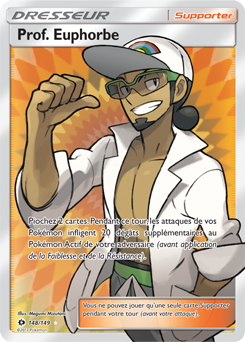 Carte Pokémon Dresseur Full Art Prof. Euphorbe 148/149 de la série Soleil & Lune