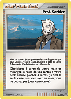 Carte Pokémon Peu commune Prof. Sorbier 112/130 de la série Diamant & Perle