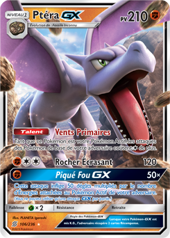 Carte Pokémon Ptéra GX 106/236 de la série Harmonie des Esprits en vente au meilleur prix