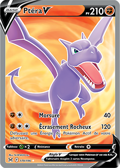 Carte Pokémon Full Art V Ptera V 179/196 de la série Origine Perdue