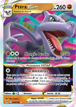 Carte Pokémon Ptera VSTAR 093/196 de la série Origine Perdue en vente au meilleur prix