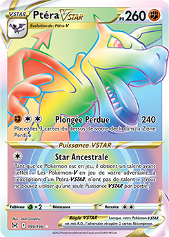 Carte Pokémon Ptera VSTAR 199/196 de la série Origine Perdue en vente au meilleur prix