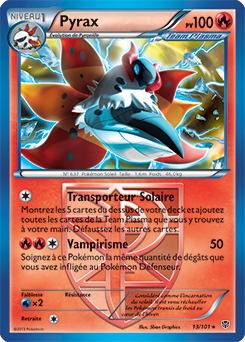 Carte Pokémon Rare Pyrax 13/101 de la série Explosion Plasma
