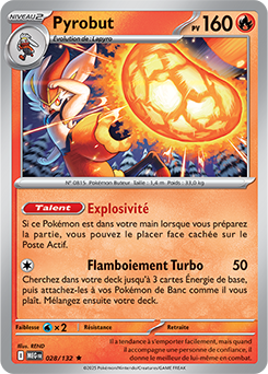 Carte Pokémon Rare Pyrobut 28/132 de la série Méga-Évolution