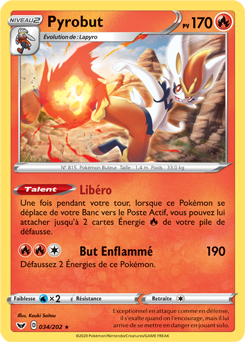 Carte Pokémon Pyrobut 34/202 de la série Épée et Bouclier en vente au meilleur prix