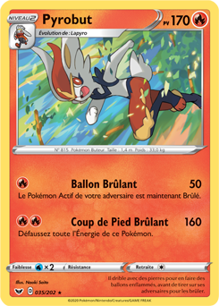 Carte Pokémon Holographique rare Pyrobut 35/202 de la série Épée et Bouclier