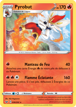 Carte Pokémon Pyrobut 36/202 de la série Épée et Bouclier en vente au meilleur prix