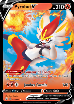 Carte Pokémon Pyrobut V 35/192 de la série Clash des Rebelles en vente au meilleur prix