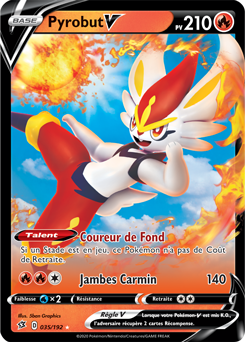Carte Pokémon Ultra rare V Pyrobut V 35/192 de la série Clash des Rebelles