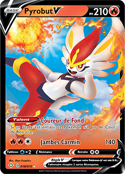 Carte Pokémon Pyrobut V 018/072 de la série Destinées Radieuses en vente au meilleur prix