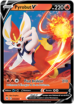 Carte Pokémon Pyrobut V 43/264 de la série Poing de Fusion en vente au meilleur prix