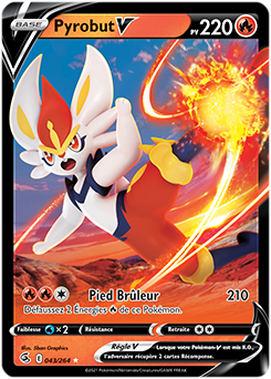Carte Pokémon Ultra rare V Pyrobut V 43/264 de la série Poing de Fusion