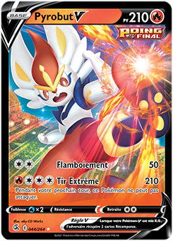 Carte Pokémon Ultra rare V Pyrobut V 44/264 de la série Poing de Fusion
