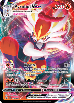 Carte Pokémon Ultra rare VMAX Pyrobut VMAX 36/192 de la série Clash des Rebelles