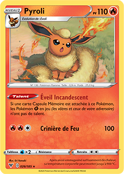 Carte Pokémon Rare Pyroli 026/185 de la série Voltage Éclatant